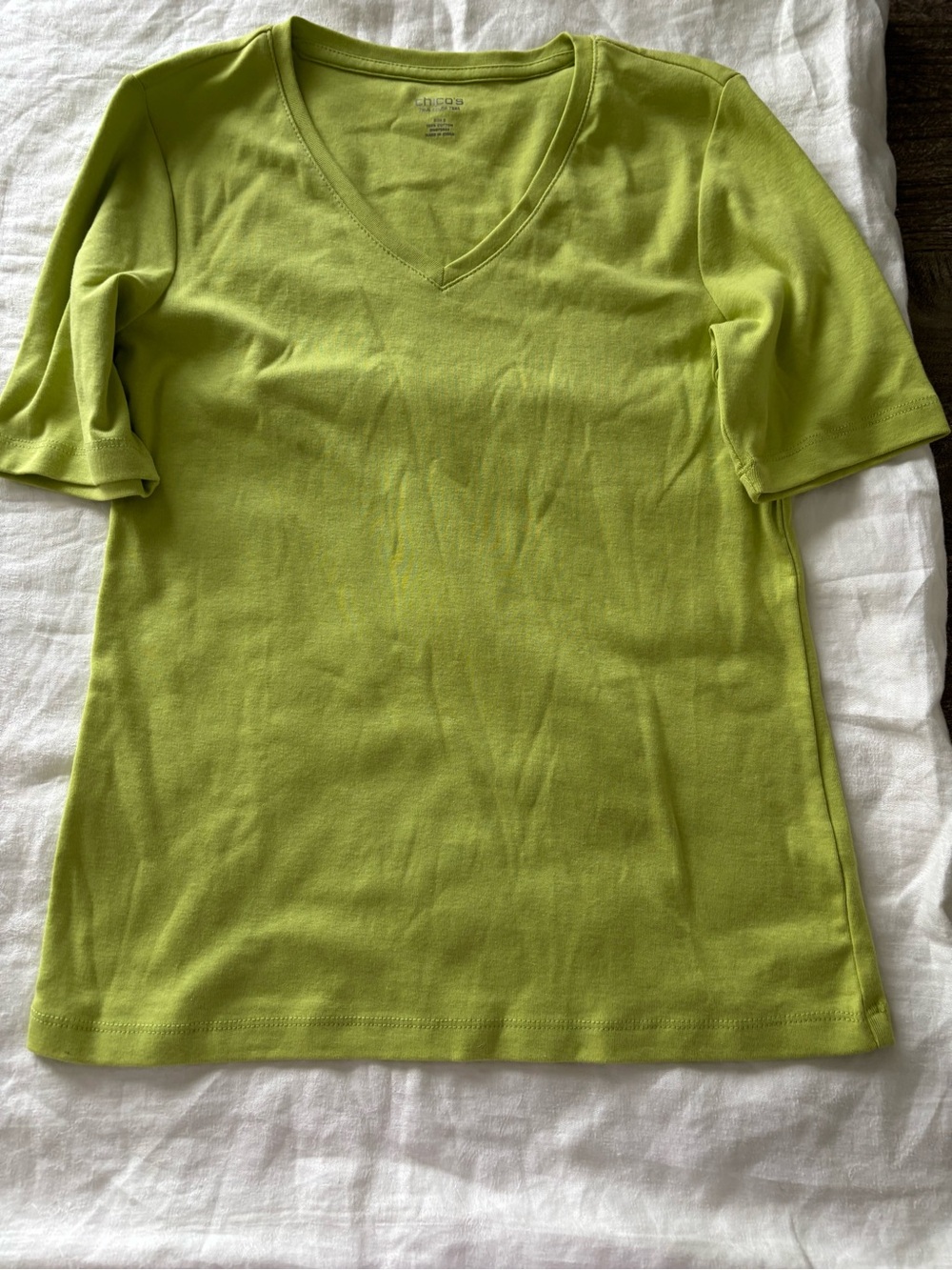 Chico's Bright Chartreuse Crewneck Tee